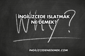 İngilizcede Islatmak Ne Demek?