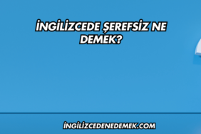 İngilizcede Şerefsiz Ne Demek?