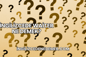İngilizcede Waiter Ne Demek?