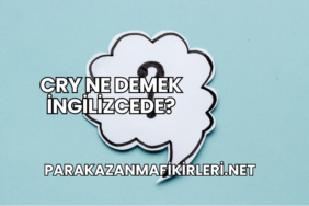 Cry Ne Demek İngilizcede?