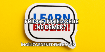 Fridge İngilizcede Ne Demek?