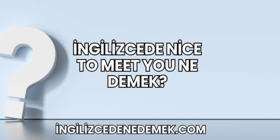 İngilizcede Nice to Meet You Ne Demek?