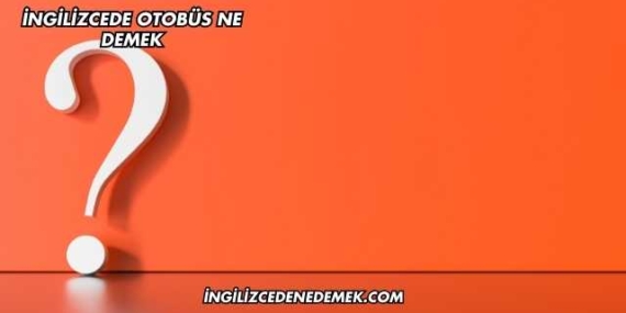 İngilizcede Otobüs Ne Demek