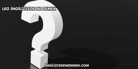 Leg İngilizcede Ne Demek